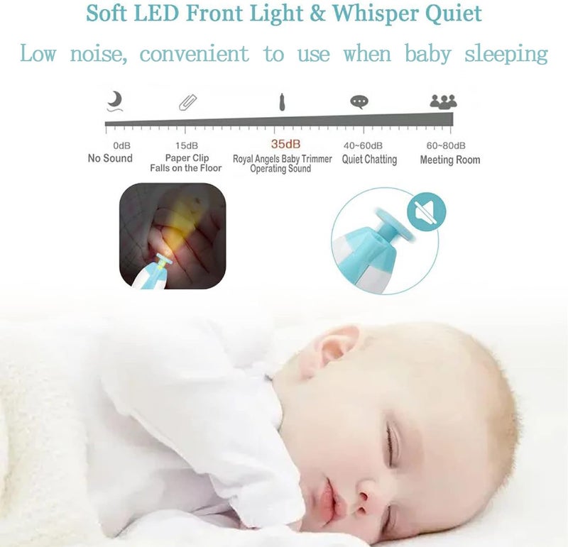 OUREPOCA Baby Nail File Clippers Electric: Baby Nail Trimmer Electric Kit Fingernails Toes Care Manicure 6-in-1 Set with LED Light Safe for Newborn Kids and Adult - Image 2